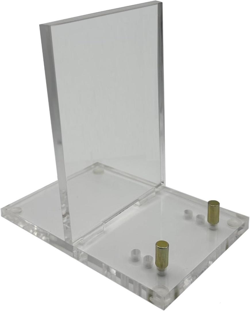 Clear Adjustable Acrylic Easel Display Stand for Art, Books, Photos with Gold Pegs