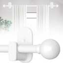 TKZTKZ Curtain Rods No Drilling for Windows 32 to 45 Inch:No Drill Small White Curtain Rod with Adhesive Brackets for Bedroom,5/8" Apartment Renter Friendly Adjustable Drapery Rods Easy Install