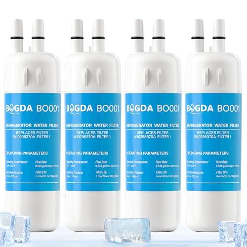 BOGDA W10295370A Water Filter Replacement Compatible with Whirlpool, Kenmore, and Maytag Replaces EDR1RXD1, WHR1RXD1, Filter 1, KAD1RXD1, P8RFWB2L, P8WB2L, P4RFWB, P5WB2L, 46-9081, 9930, 4 Packs