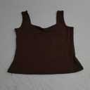 SUUKSESS Women Double Lined Square Neck Crop Tank Top Sleeveless Basic Y2k Tops (X-Small, Brown)