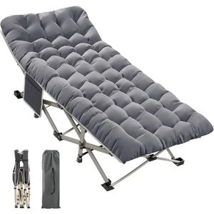 Aivernses Camping Cot, Portable Folding Bed for Adults with Comfortable Mattress and Carry Bag, Heavy Duty Sleeping Cot for Home Office Outdoor Camping, Supports 330lbs (Grey)