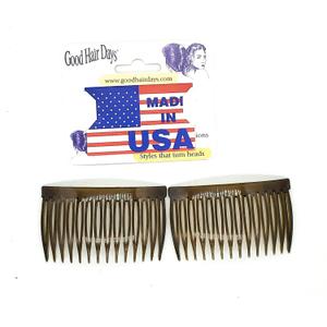 Good Hair Days Side Combs  2 7/8 AntiSlip Side Combs for All Hair Types, Bridal Jewelry & Daily Styling Accessory for Secure Updos  Tortoise Brown, Set of 2