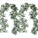RECUTMS 2Pack Artificial Eucalyptus Garland with Willow Leaves 6Feet Fake Hanging Plant Silk Eucalyptus Willow Leaves Ivy Garland Faux Greenery for Indoor Outdoor Wedding Party Home Table Arch Decor