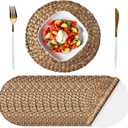 Sinmoe 100 Pack Disposable Paper Placemats Bulk 13 Inch Paper Charger Place Mat Party Charger Plates Table Place Mats for Dinner Wedding Birthday Baby Shower Spring Dining Tableware(Woven)