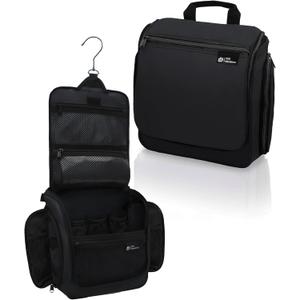 D&D Wanderlust D&D Hanging Travel Toiletry Bag for Men and Women  Cosmetics, Makeup and Toiletries Organizer Kit with 10 Compartments (Black Large)
