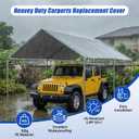10x20Ft Carport Replacement Canopy Cover, Heavy Duty Waterproof Garage Top Shelter Cover Car Canopy with Ball Bungees,Gray(Frame Not Include)