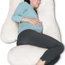 MOON PARK Pregnancy Pillows for Sleeping - U Shaped Full Body Maternity Pillow with Removable Cover - Support for Back, Legs, Belly, Hips - 57 Inch Pregnancy Pillow for Women - Ivory, Velvet Cover - 57 Inch