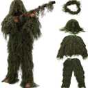 Ghillie Suit for Men, Gilly Suit for Adults Camo Hunting Clothes 3D Woodland Camouflage Suits for Hunting (Medium-Large)