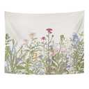TOMPOP Tapestry Vintage Floral Border Herbs Wild Flowers Botanical Engraving Style Colorful Field Vegetation Home Decor Wall Hanging Living Room Bedroom Dorm 60x80 inches