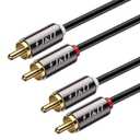 J&D 2 RCA M/M Stereo Audio Cable, Gold-Plated 2RCA Male to 2RCA Male Copper Shell Auxiliary Audio Cord for Home Theater HDTV Amplifiers Hi-Fi Systems Speakers, RCA Audio Cables, 6 Feet