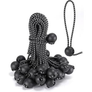 9 Inch Adjustable Ball Bungee Cords, Easy to Adjust from 1" to 9", 40 PCS Ball Tie Downs with UV-Resistance & Superior Elasticity, Great for Tarp, Tent, Pole, Cargo, Holding Wire and Hose, etc