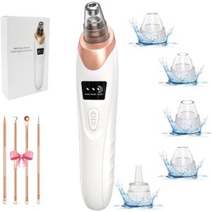 2025 Blackhead Remover Pore Vacuum,Facial Pore Cleaner-5 Suction Power,5 Probes,USB Rechargeable Blackhead Vacuum Kit Electric Acne Extractor Tool for Adult (White)