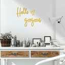 Blulu Hello Gorgeous Wall Decor Words Hello Gorgeous Sign 3D Wooden Wall Art Sign for Home Room Office Door Decorations Party Supplies(Gold)