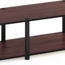Furinno JUST TV Stand, 2-Tier No Tools Mid Entertainment Center with Open Shelf, TV Console for TV up to 46 Inch with Tubes, for Living Room, Bedroom, Dark Cherry, Mid 31.5"x10.9"x15.6"