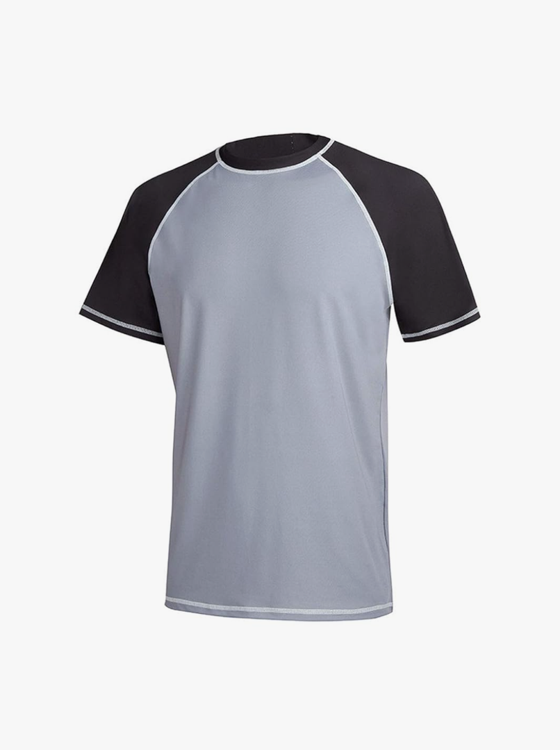 Satankud Men's UPF 50+ Rashguard Swim Tee Short Sleeve Running Shirt Swimwear Swim Hiking Workout Shirts, Size -M