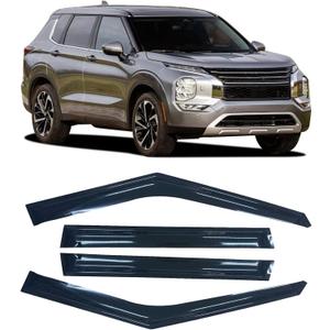 4 Pieces Tape-on Extra Durable Rain Guards Fit for 2022 2023 2024 2025 Mitsubishi Outlander,Window Deflectors,Window Visors (Smoke Black)