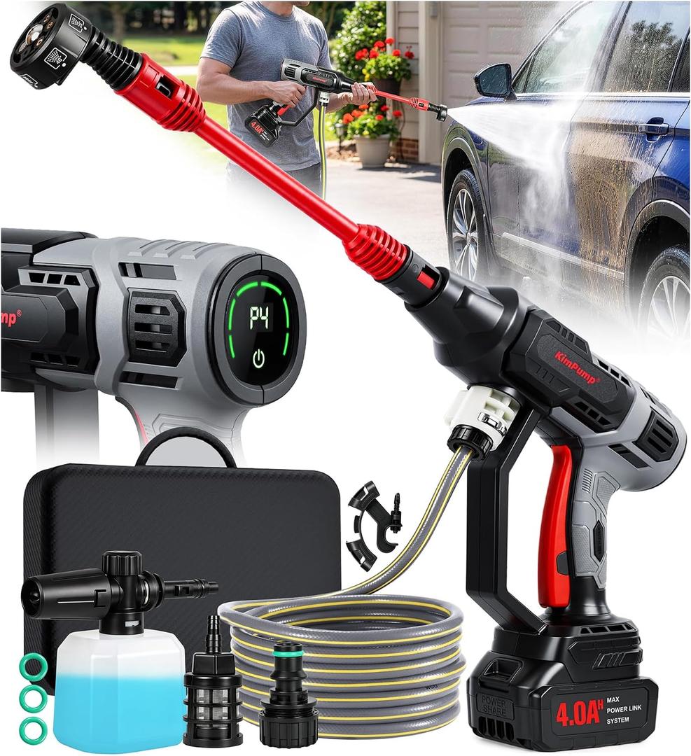 KimPump Cordless Car Washer with 6-in-1 Nozzle with Copper Brushless Motor