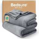Bedsure Fleece Blanket Twin Blanket Grey - 300GSM Soft Lightweight Plush Cozy Twin XL Blankets for Bed, Sofa, Couch, Travel, Camping, 6.8 Inch X 6.8 inch