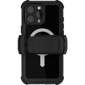 Ghostek Nautical Waterproof iPhone 16 Pro Max Case with Belt Clip Holster - Screen and Camera Protector, Apple MagSafe Compatible, Rugged Heavy Duty Cover (6.9 Inch, Black)