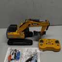 Remote Control Excavator Toys for Boys,16 Channel RC Excavator Construction Toys with Metal Shovel & Light,Simulated Smoke,Christmas Birthday Gift Toy for Boys 3-5 4-7 8-12 Year Old Kids (Yellow)