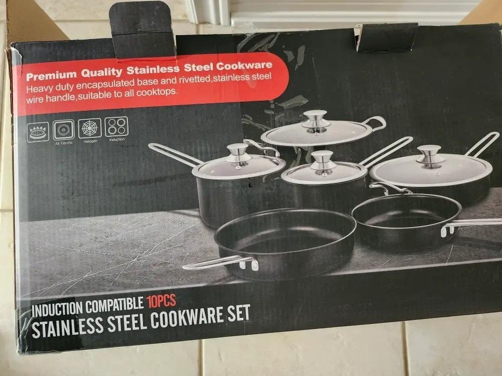 Stainless Steel cookware 10pcs Set (Silver)
