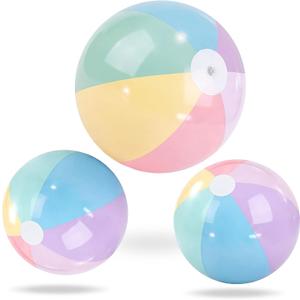 MiniInflat 3 Pcs Inflatable Beach Balls 24 & 16 Inch Large Round Pool Balls PVC Toys for Adults Kids Summer Beach Water Games, Birthday Luau Party Favors Decorations