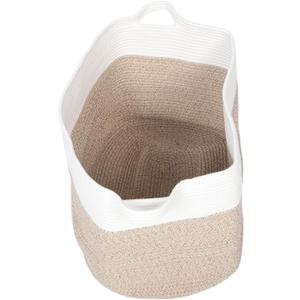 Garneck 1pcs Extra Large Cotton Rope Basket Handles Foldable Storage Bin for Toys Clothes and Laundry Stylish Woven Organizer for Home Office and Kitchen Decor