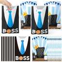 GaofanWai 50PCS Baby Party Favor Bags for Kids, Black Blue Boy Goodies Candy Treat Plastic Bags Bulk with Handles, Boss Boy Party Decorations for Little Gentleman 1st 2nd Birthday Baby Shower Supplies