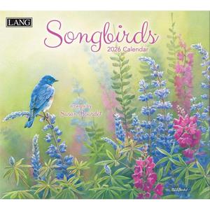 Lang Songbirds 2026 Wall Calendar  13.4"  12", 12-Month Calendar with Stapled Binding, Linen-Embossed Art by Susan Bourdet, Colorful Bird Illustrations