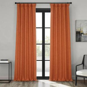 HPD Half Price Drapes - Faux Linen Curtains for Living Room (1 Panel) - 50W X 96L - Textured Room Darkening Curtains for Bedroom 96 Inches Long - Drapes for Home Decor, Desert Orange