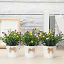 Jexine 3 Set Spring Tiered Tray Mini Floral Arrangement Artificial Potted Plants Farmhouse Home Decor, Mini Fake Plants Mini Vases, Tiered Tray Greenery, Eucalyptus, Tiered Tray Accessory