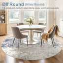 8ft Round Area Rug Living Room Rugs - 8x8 Washable Large Soft Indoor Neutral Modern Abstract Low Pile Rug Carpet for Bedroom Dining Room Farmhouse Home Office - Beige Blue