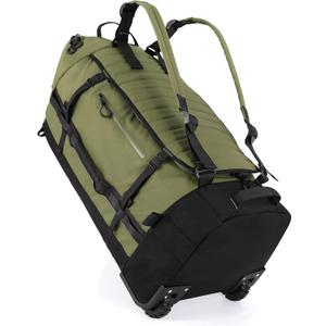 Rolling Duffle Bag with Wheels,86L 30Folding Duffle Backpack with 2 Wheels,Travel Bag with Separate Shoe Compartment (Green)