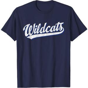 Wildcats Vintage Sports Name Design Gifts Men Women Kids Boy T-Shirt (Blue, L)