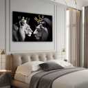 Lion Picture Wall Decor Canvas Wall Art Black and White Animal Poster Lion King and Queen Painting Prints Modern Artwork for Living Room Bedroom Home Office Decor Framed(Lion-2,16.00"x24.00")