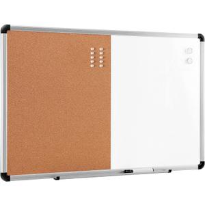 Amazon Basics Combo Magnetic Whiteboard Dry Erase Board/Cork Board, White/Yellow, 36" x 24"