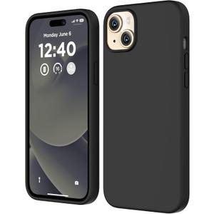 Compatible with iPhone 15 Case, Liquid Silicone Case, Full Body Shockproof Protective Cover [Soft Microfiber Lining], Slim Thin Phone Case for iPhone 15 6.1 inch, Black