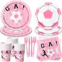 Soccer Party Decorations,120Pcs Pink Soccer Plates and Napkins Soccer Birthday Party Decorations Tableware Set for Girls Soccer Sports Theme Birthday Decorations