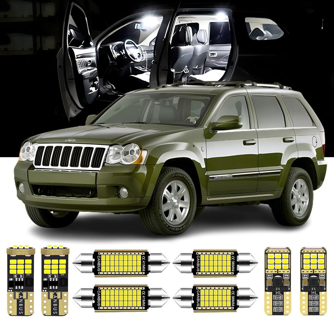 16 Pieces Grand Cherokee WJ WK LED Interior Lights Kit for Jeep Grand Cherokee 1999 2000 2001 2002 2003 2004 2005 2006 2007 2008 2009 2010 White Interior LED Bulbs + License Plate Lights, Install Tool