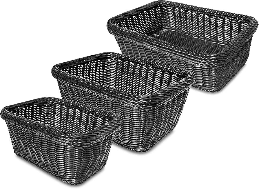 Rectangular Utility Basket, Hand Woven Poly Cord, Set of 3
