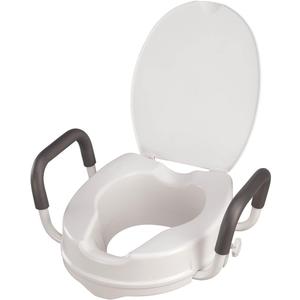 EasyComforts Raised 4 -Toilet Seat with Padded Arms and Lid, Bathroom