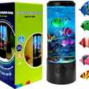 Toycol Bubble Fake Fish Lamp, Sensory Aquarium Lamp with 5 Floating Fake Fish & 7 Colors Light, Night Light for Relax and Decoration, Ideal Gift for Kids and Adults