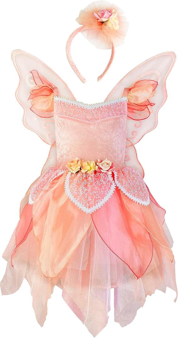 Pink Fairy dresses up costume set for Girls with Wing and headband (5-6 years)