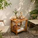 Jurax Solid Wood Outdoor Side Table, 2-Tier End Table - Golden Teak, 16.9"H x 13"W x 16.5"L