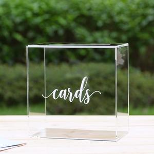 UNIQOOO Frosted Acrylic Wedding Card Box with Slot, Large 10x10x5.5 inch w/White Print | Wedding Receptions Wishing Well Money Box, Birthdays, Memory Box, Suggestion Boxes, Acrylic Ballot Box
