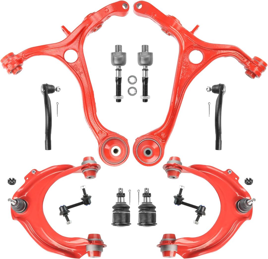 Front End 12pc Suspension Kit for 2003-2007 Honda Accord & 2004-2008 Acura TSX, Upper & Lower Control Arms, Ball Joints, Inner & Outer Tie Rod Ends, Sway Bar Links, Replacement Assembly