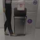 simplehuman Kitchen Trash Can with Lid, Touchless Waste Bin, Large 45 Liter, Rectangular, White Stainless Steel