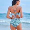 Jolefille Women High Waisted Bikini Sets-Tummy Control Swimsuit 2 Piece Bathing Suit Full Coverage Teens Underwire Top Floral (XL)