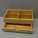 GOBAM Bamboo Makeup Organizer and Storage with Drawer, Wooden Cosmetic Organizer Countertop for Bathroom, Bedroom, Kitchen & Dresser, Desk Organizer with Drawers and Make up Vanity Station - Medium