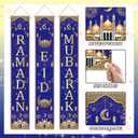 Eid Decorations for Home Door Banners 3Pcs Ramadan Mubarak Large Size Porch Sign Banners for Home Party Office Door Decor Supplies